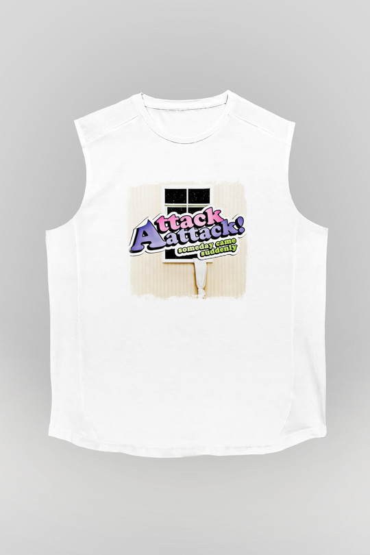 Attack Attack! Baskılı Unisex Beyaz Kolsuz Tişört