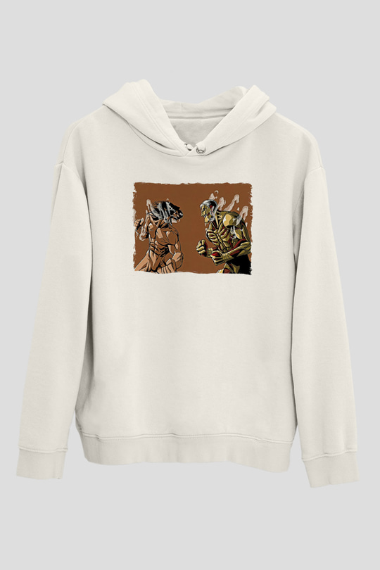 Attack On Titan Baskılı Beyaz Unisex Hoodie