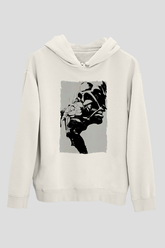 Attack On Titan Baskılı Beyaz Unisex Hoodie