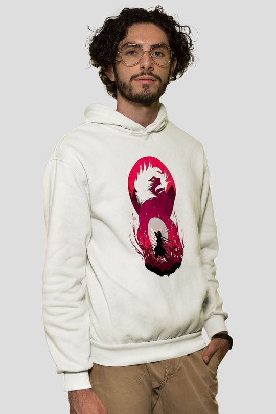 Attack On Titan Baskılı Beyaz Unisex Hoodie