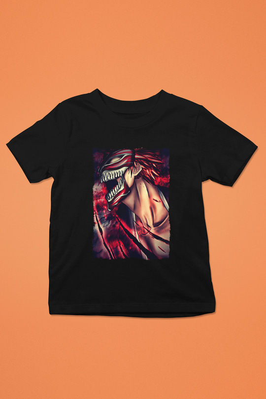 Attack On Titan Baskılı Unisex Siyah Çocuk Tişört - Tshirt