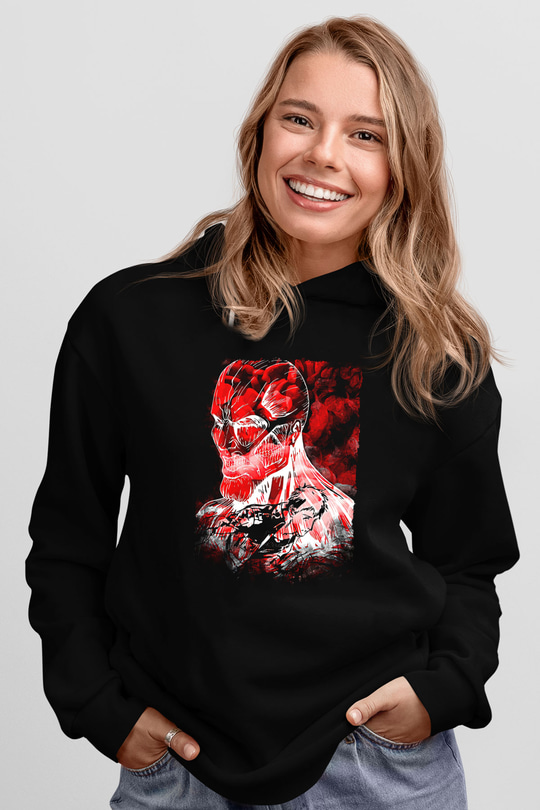 Attack On Titan Baskılı Unisex Siyah Hoodie