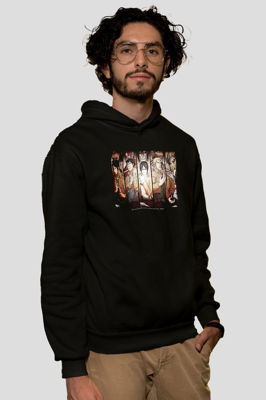 Attack On Titan Baskılı Unisex Siyah Hoodie