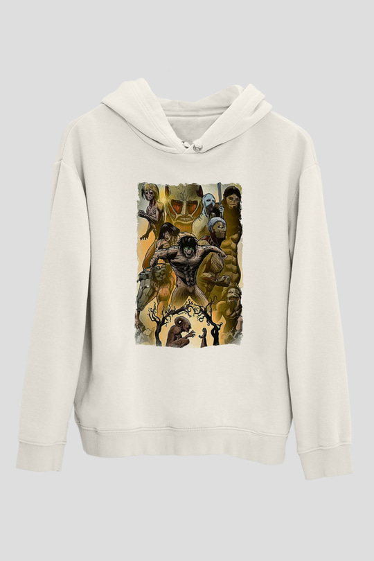 Attack On Titan Baskılı Unisex Siyah Hoodie