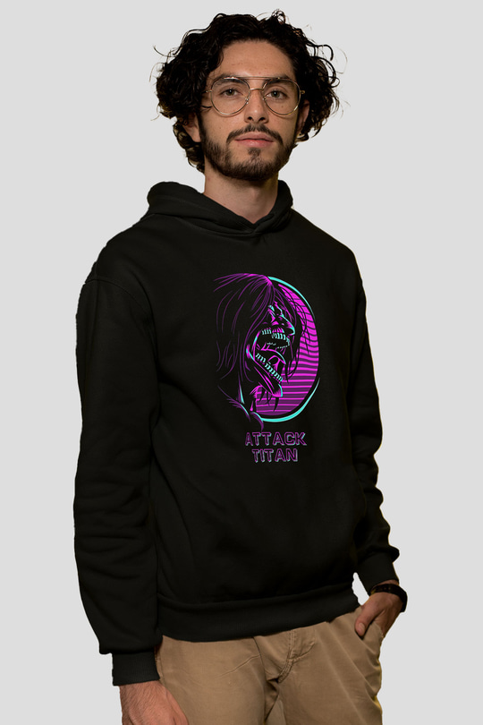 Attack On Titan Baskılı Unisex Siyah Hoodie