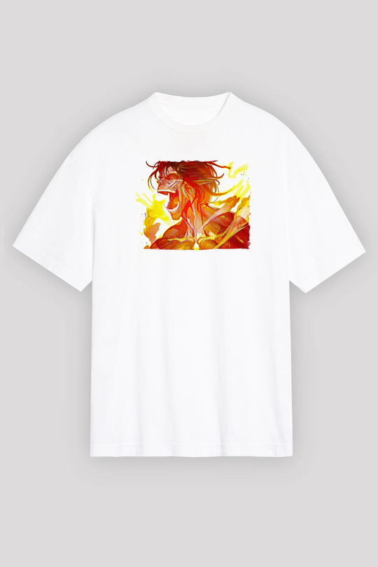 Attack On Titan Baskılı Unisex Siyah Oversize Tişört - Tshirt