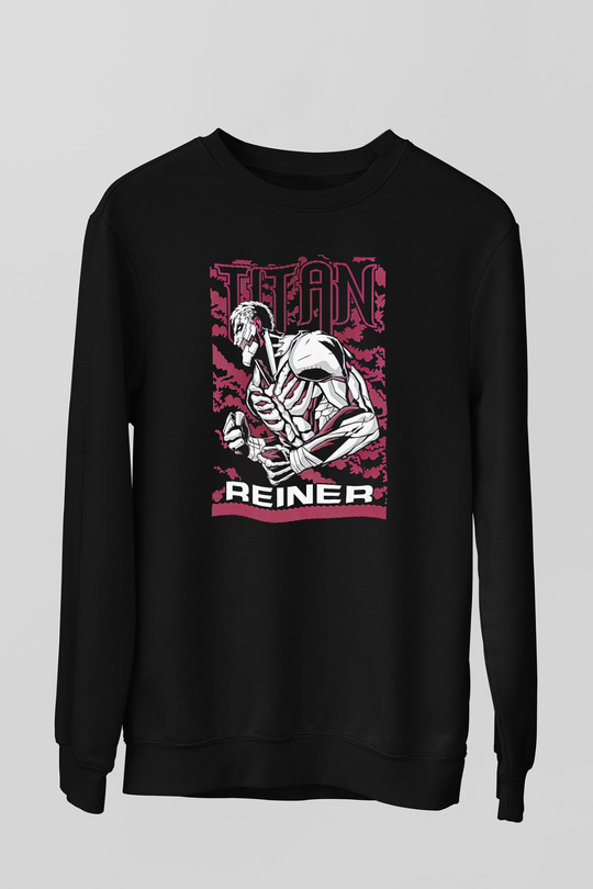 Attack On Titan Baskılı Unisex Siyah Sweatshirt
