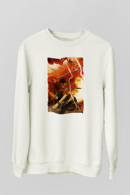 Attack On Titan Baskılı Unisex Siyah Sweatshirt