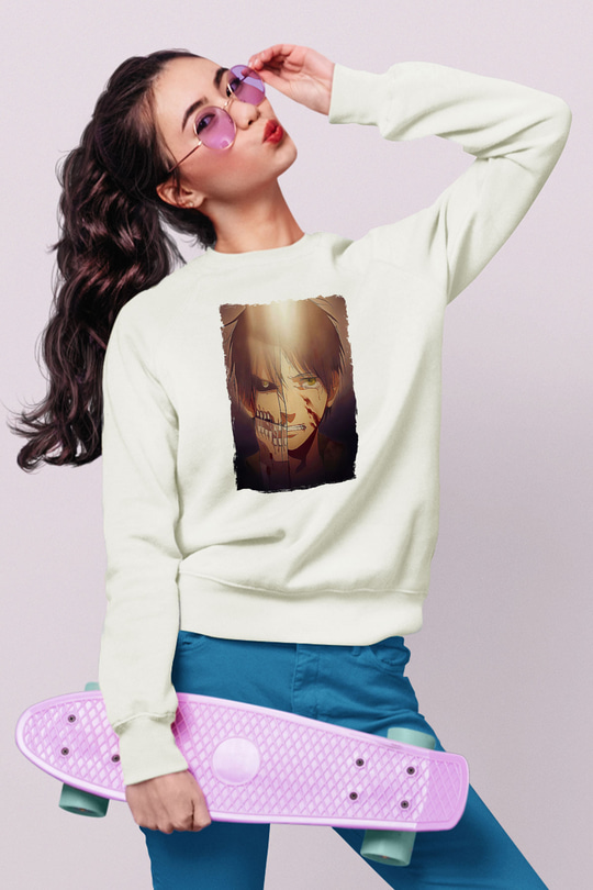 Attack On Titan Baskılı Unisex Siyah Sweatshirt