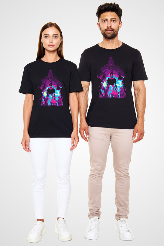 Attack On Titan Baskılı Unisex Siyah Tişört - Tshirt