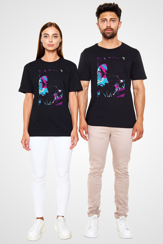 Attack On Titan Baskılı Unisex Siyah Tişört - Tshirt
