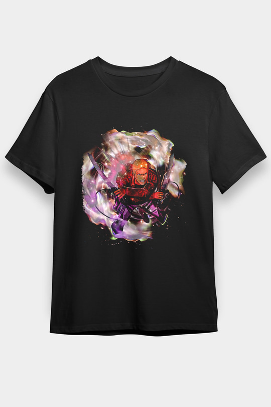 Attack On Titan Baskılı Unisex Siyah Tişört - Tshirt