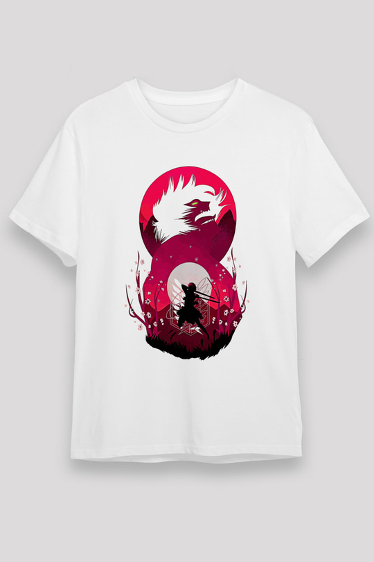 Attack On Titan Baskılı Unisex Siyah Tişört - Tshirt