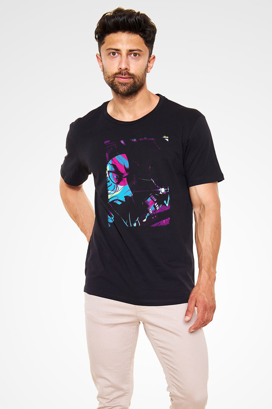 Attack On Titan Baskılı Unisex Siyah Tişört - Tshirt