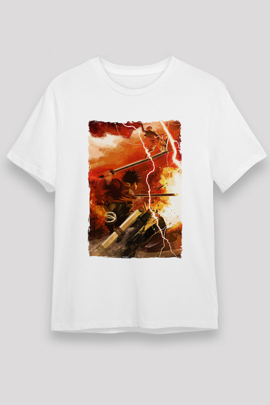 Attack On Titan Baskılı Unisex Siyah Tişört - Tshirt