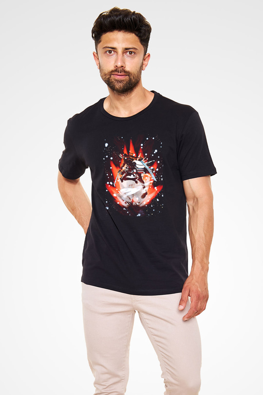 Attack On Titan Baskılı Unisex Siyah Tişört - Tshirt