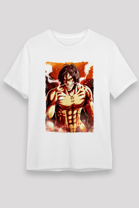 Attack On Titan Baskılı Unisex Siyah Tişört - Tshirt