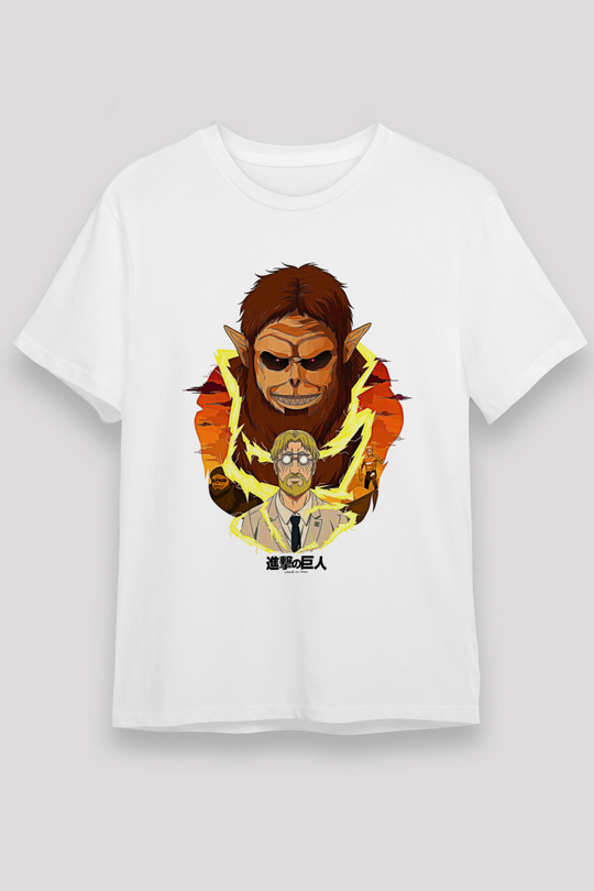 Attack On Titan Baskılı Unisex Siyah Tişört - Tshirt