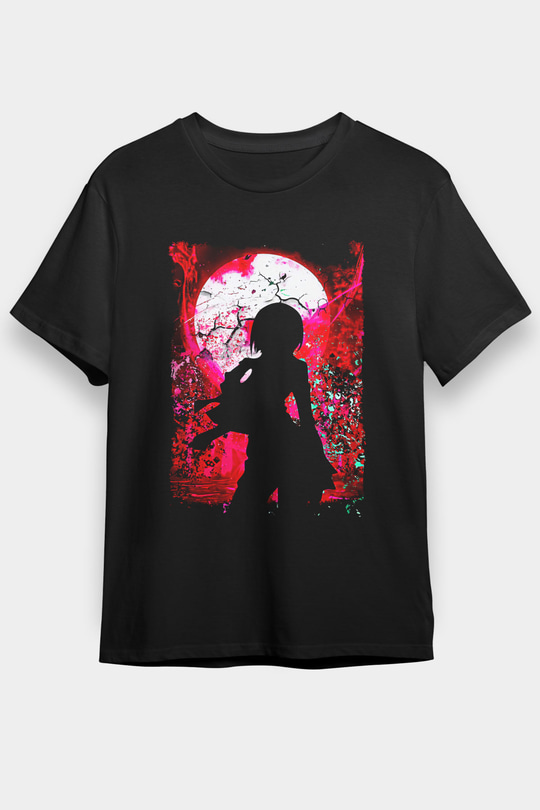 Attack On Titan Baskılı Unisex Siyah Tişört - Tshirt