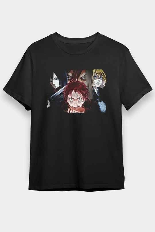 Attack On Titan Baskılı Unisex Siyah Tişört - Tshirt