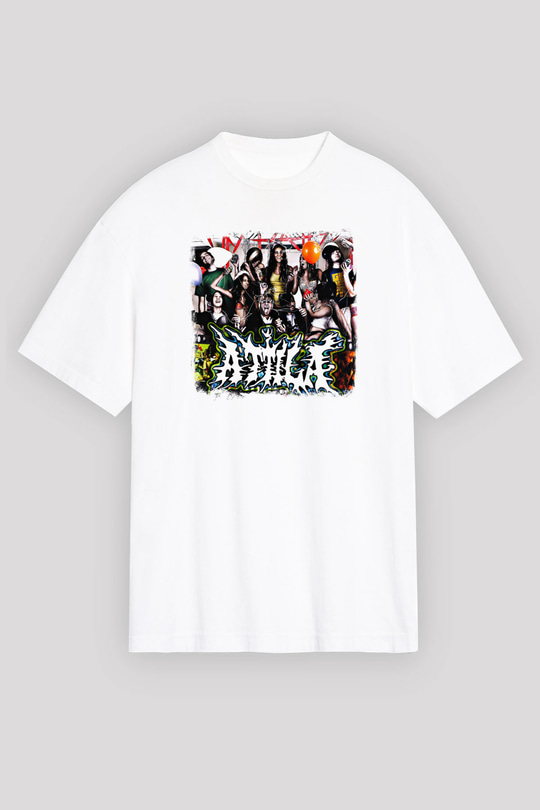 Attila Baskılı Unisex Beyaz Oversize Tişört