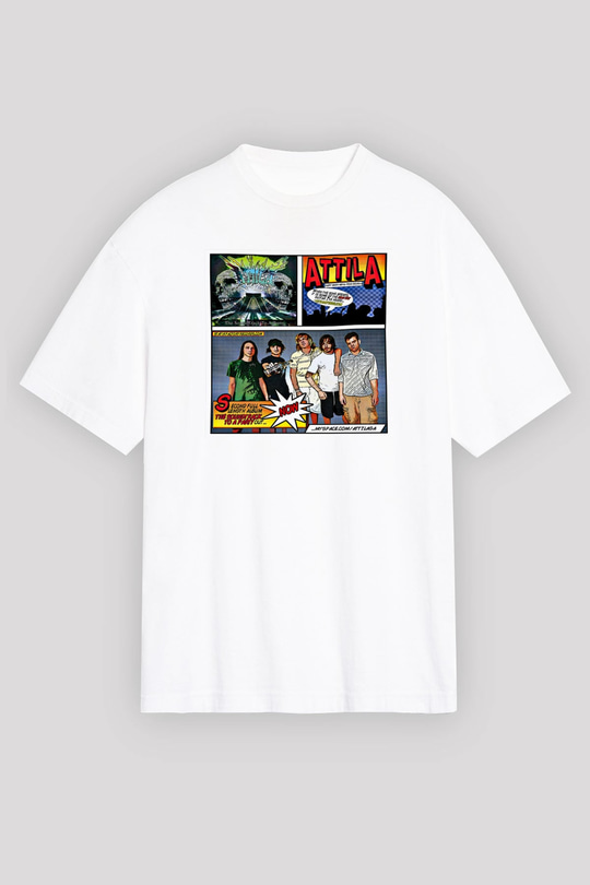 Attila Baskılı Unisex Beyaz Oversize Tişört