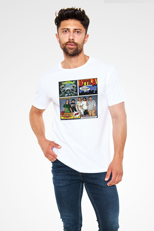 Attila Baskılı Unisex Beyaz Tişört