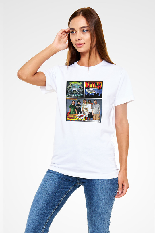 Attila Baskılı Unisex Beyaz Tişört