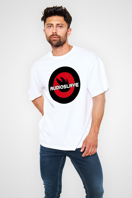 Audioslave Baskılı Beyaz Unisex Oversize Tişört - Tshirt