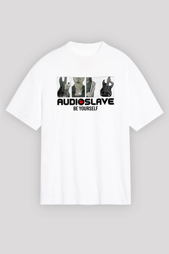 Audioslave Baskılı Beyaz Unisex Oversize Tişört - Tshirt