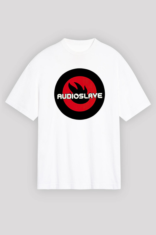 Audioslave Baskılı Beyaz Unisex Oversize Tişört - Tshirt