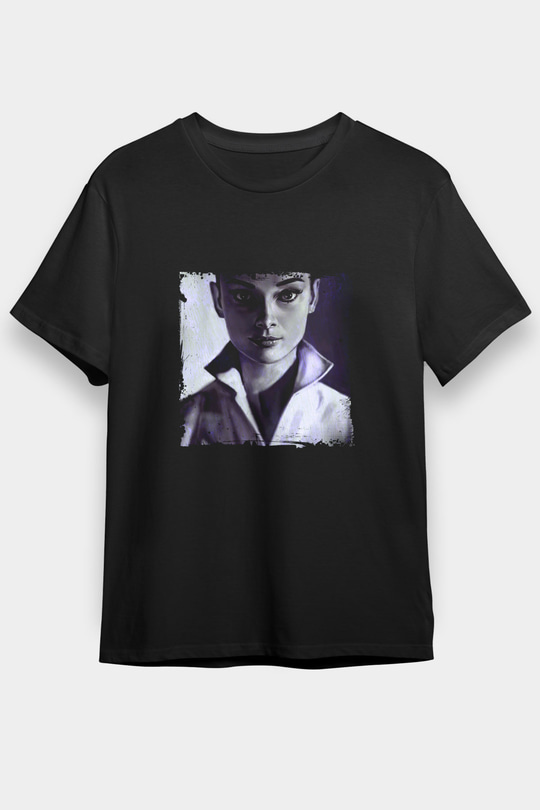 Audrey Hepburn Baskılı Unisex Siyah Tişört