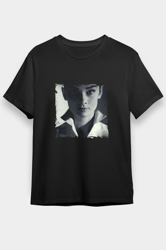 Audrey Hepburn Baskılı Unisex Siyah Tişört