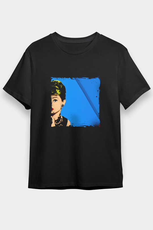 Audrey Hepburn Baskılı Unisex Siyah Tişört