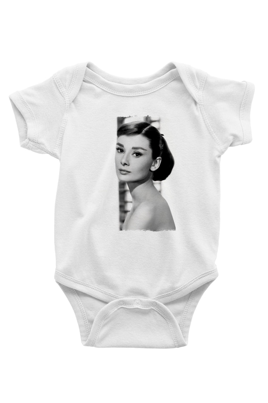Audrey Hepburn Beyaz Bebek Body - Zıbın