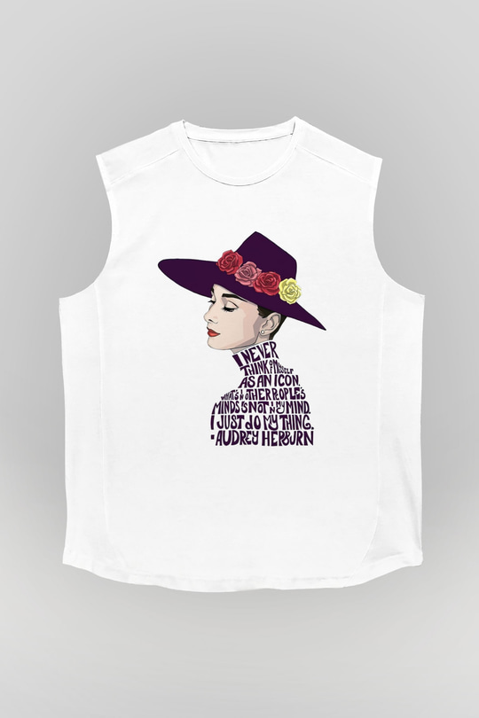 Audrey Hepburn Beyaz Unisex Kolsuz Tişört