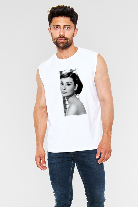 Audrey Hepburn Beyaz Unisex Kolsuz Tişört