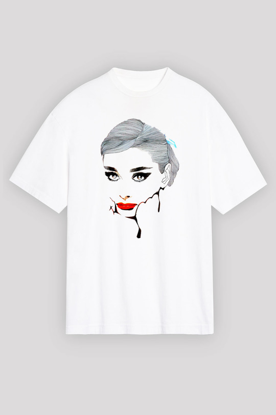 Audrey Hepburn Beyaz Unisex Oversize Tişört T-Shirt