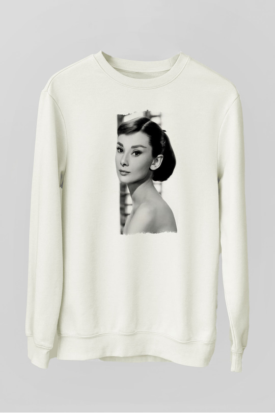 Audrey Hepburn Beyaz Unisex Sweatshirt