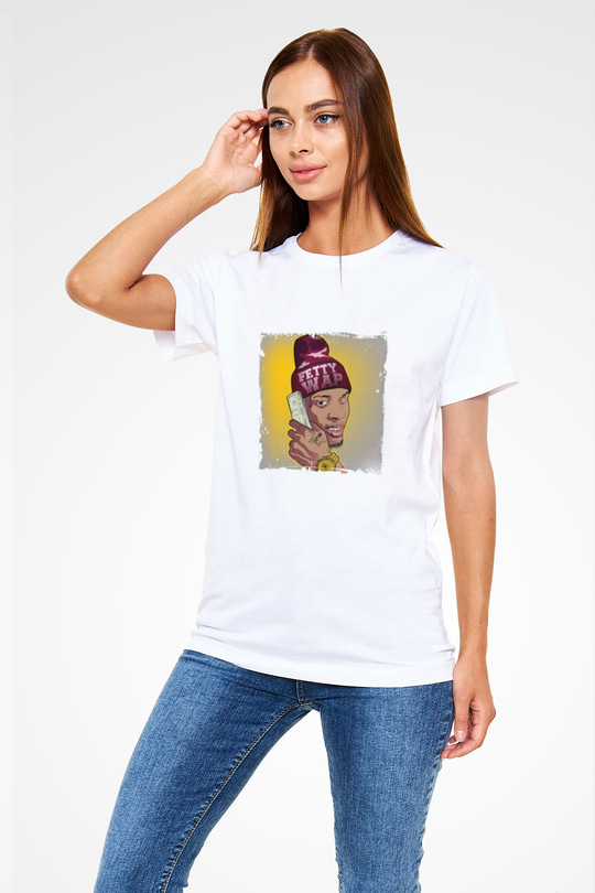 August Alsina Baskılı Unisex Beyaz Tişört
