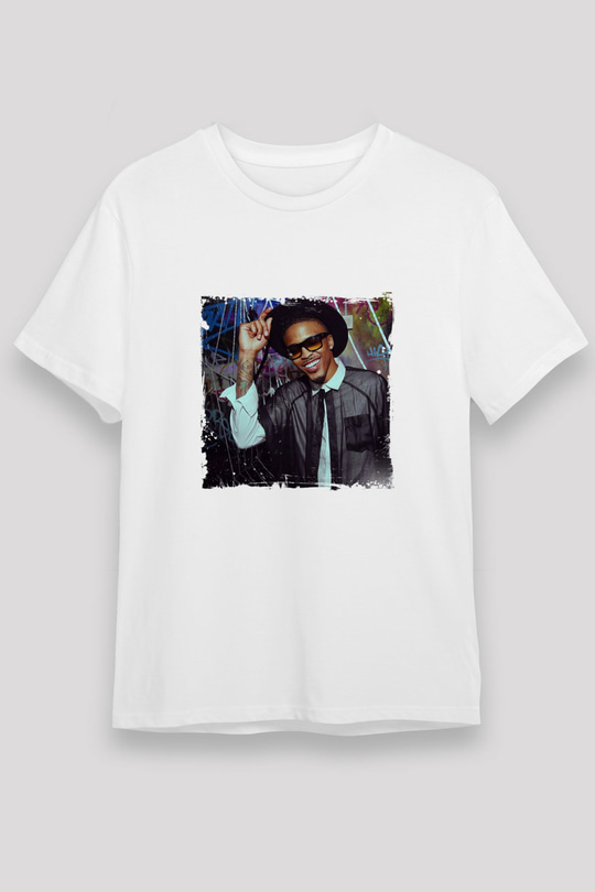 August Alsina Baskılı Unisex Beyaz Tişört