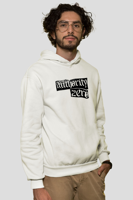 Authority Zero Beyaz Unisex Kapüşonlu Sweatshirt