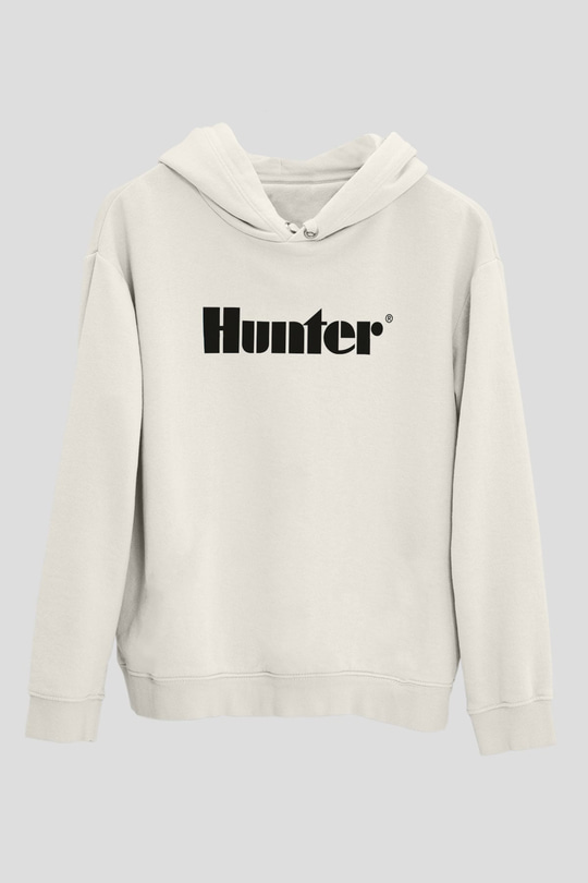 Avcı Beyaz Unisex Kapüşonlu Sweatshirt