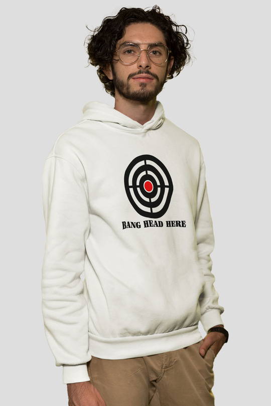 Avcı Beyaz Unisex Kapüşonlu Sweatshirt
