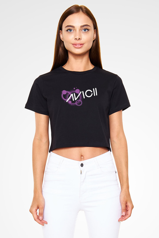 Avicii Siyah  Crop Top Tişört