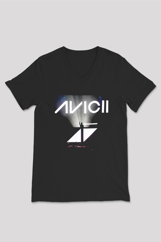 Avicii Siyah Unisex V Yaka Tişört