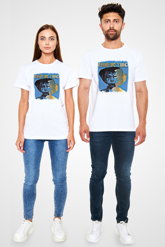 Avoid One Thing Baskılı Unisex Beyaz Tişört