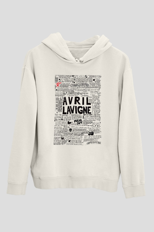 Avril Lavigne Beyaz Unisex Kapşonlu Sweatshirt