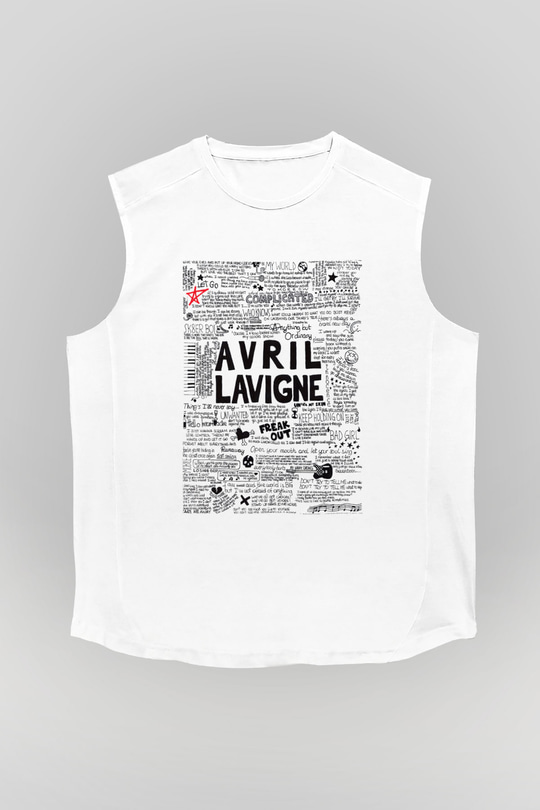 Avril Lavigne Beyaz Unisex Kolsuz Tişört