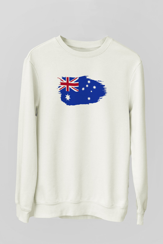 Avustralya Beyaz Unisex Sweatshirt